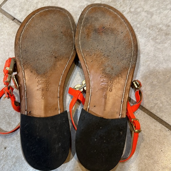 Amedeo Canfora Capri Handmade Neon Orange Rhinestone Patent Leather Sandals 8 - Picture 7 of 8